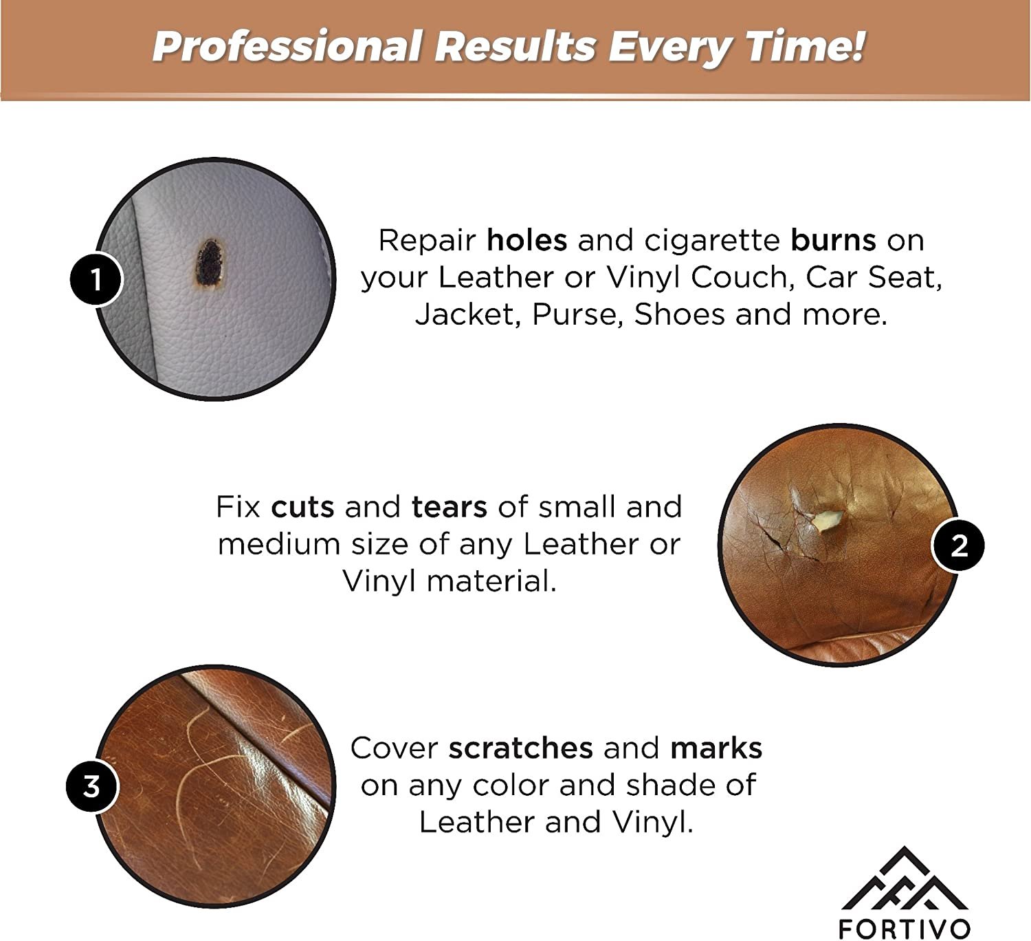 Leather and Vinyl Repair Kit - Furniture, Couch, Car Seats, Sofa, Jacket,  Purse, Belt, Shoes, Genuine, Italian, Bonded, Bycast, PU,Pleather, No  Heat Required